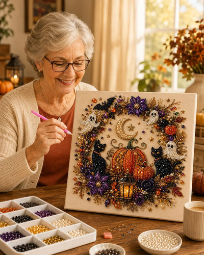 👻Halloween Pearl Art DIY Kit | Spooky‑Cute 3D Pearl Mosaic Painting