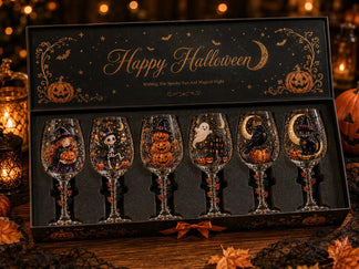 Christmas 3D Wine Glass Collection Gift Box Set, 6PCS Holiday Goblet ...