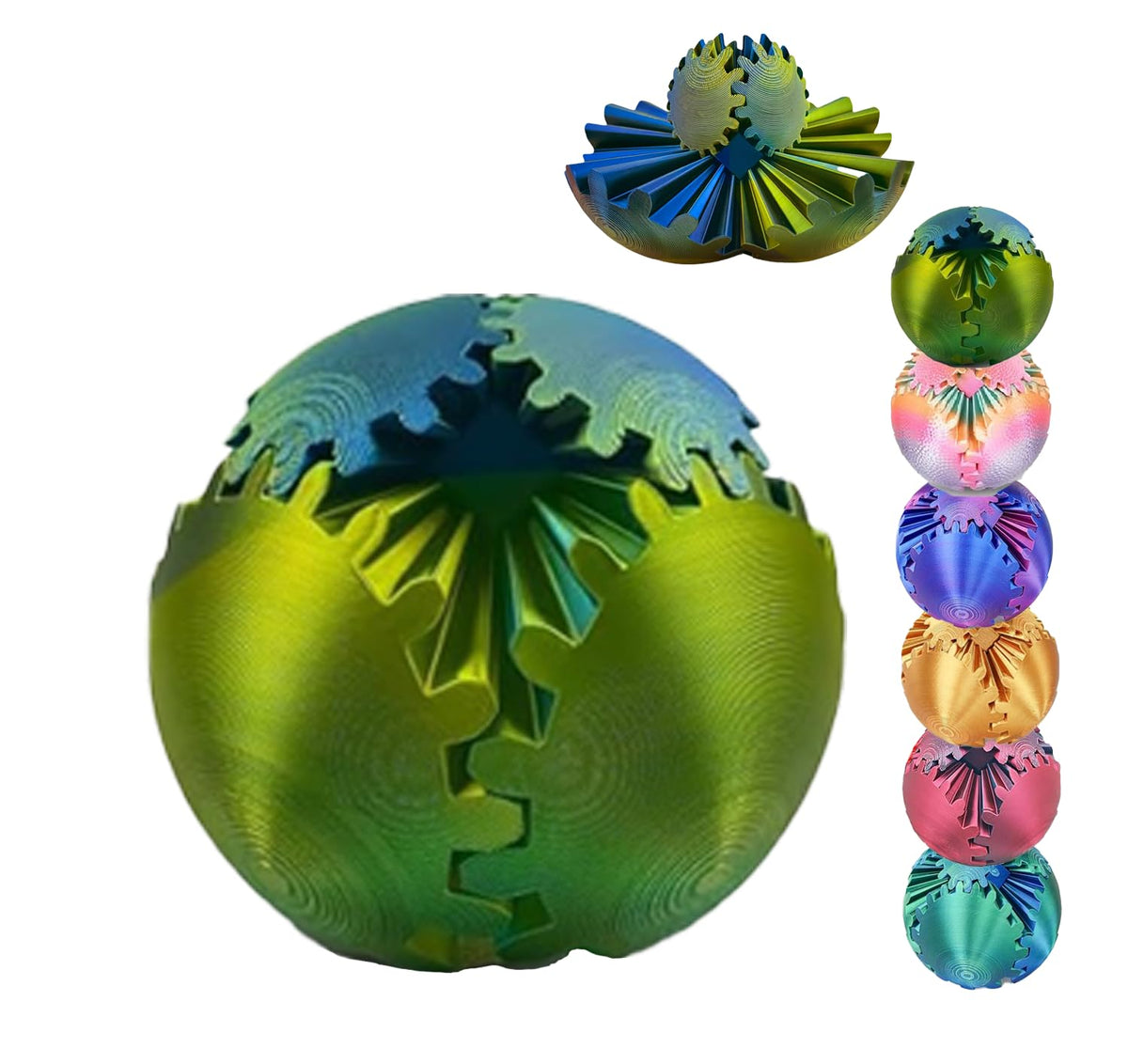 3D Printed Plastic Interlocking Gears Figurine - PLA Material Reassembling Toy, Home Decor Ornaments, Stress Reliever Statue