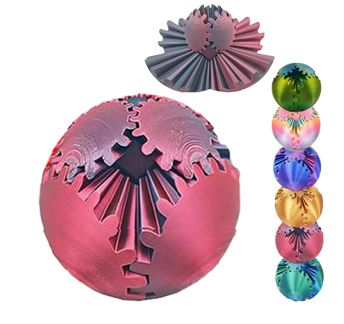 3D Printed Plastic Interlocking Gears Figurine - PLA Material Reassembling Toy, Home Decor Ornaments, Stress Reliever Statue