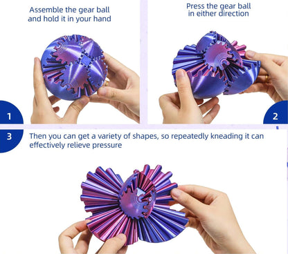 3D Printed Plastic Interlocking Gears Figurine - PLA Material Reassembling Toy, Home Decor Ornaments, Stress Reliever Statue